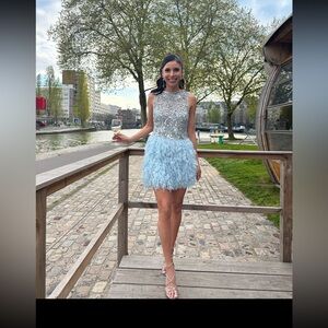 Asos embellished baby blue mini dress